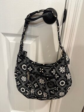 Thirty One Black and White Patterned Shoulder Bag